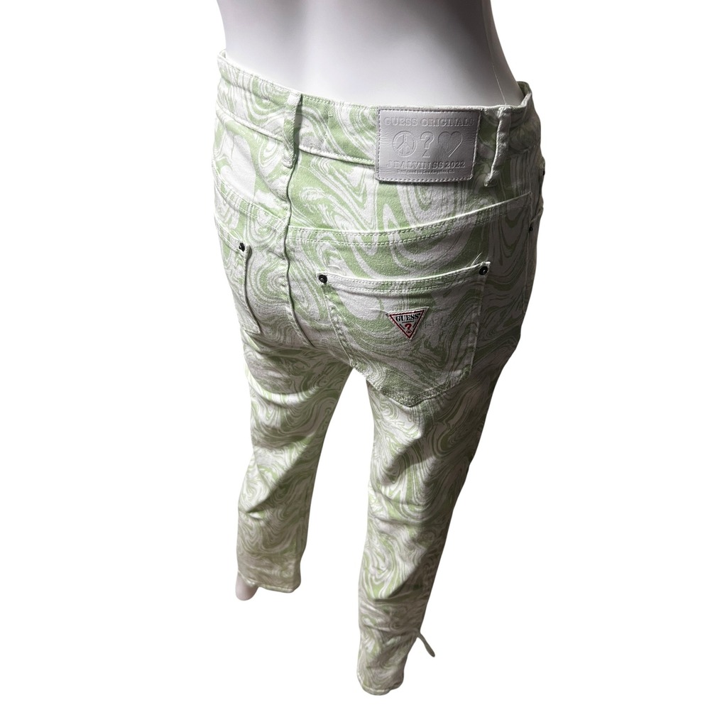 GUESS Originals x J Balvin SS 2022 Women Green Swirl Marble Jeans Size 27
